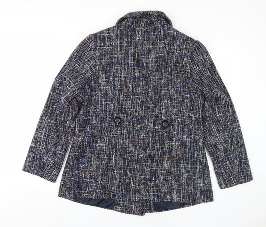 Classic Women's Multicoloured Tweed Pea Coat Size 16