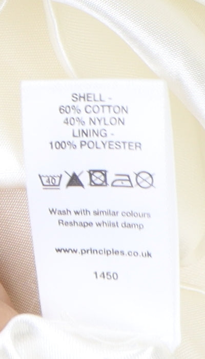Brand and care label for Principles Women's Ivory Jacket, size 12, Classic Style