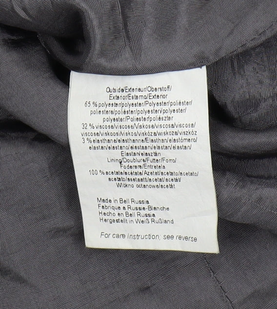 Brand and care label for Mexx Women's Grey Pinstripe Suit Jacket, size 12