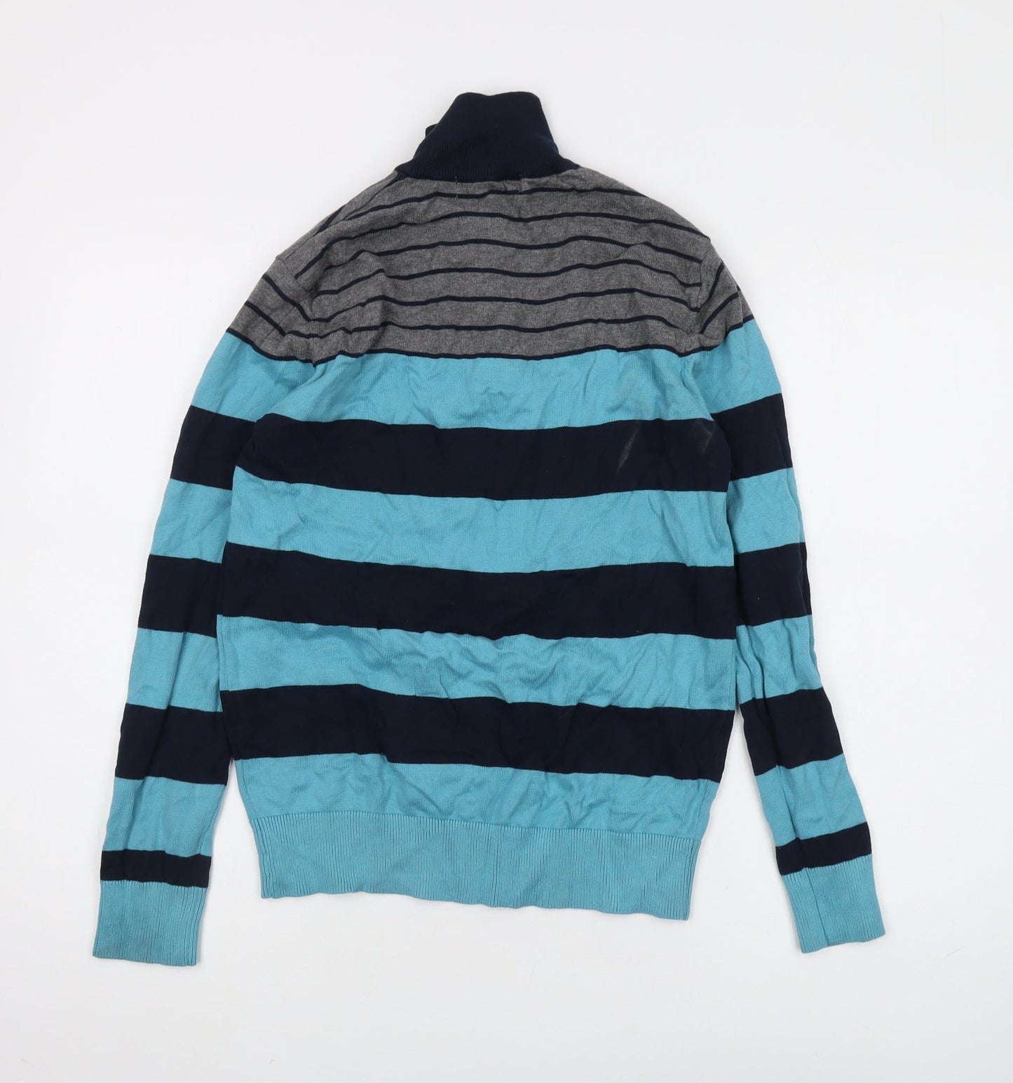 Tommy Hilfiger Men's Blue Striped Pullover Jumper, Size M