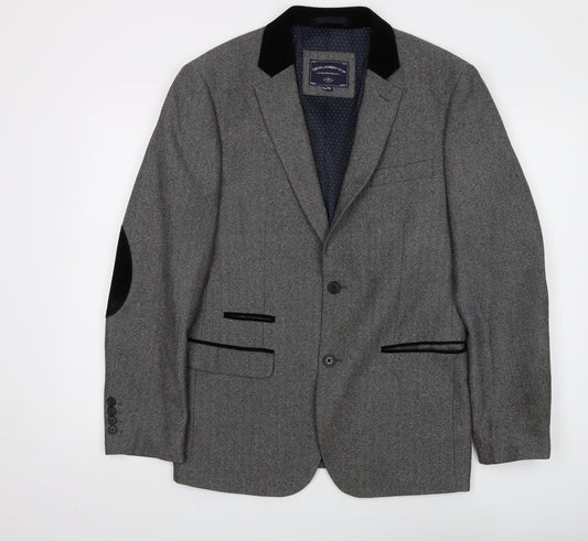 Tokyo Laundry Men's Grey Blazer, 38, Herringbone Pattern