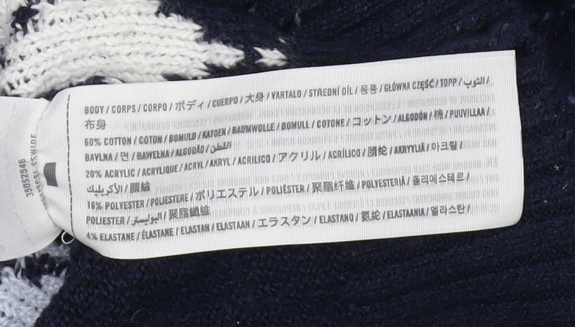 Hollister Women's Blue XS Roll Neck Argyle Jumper