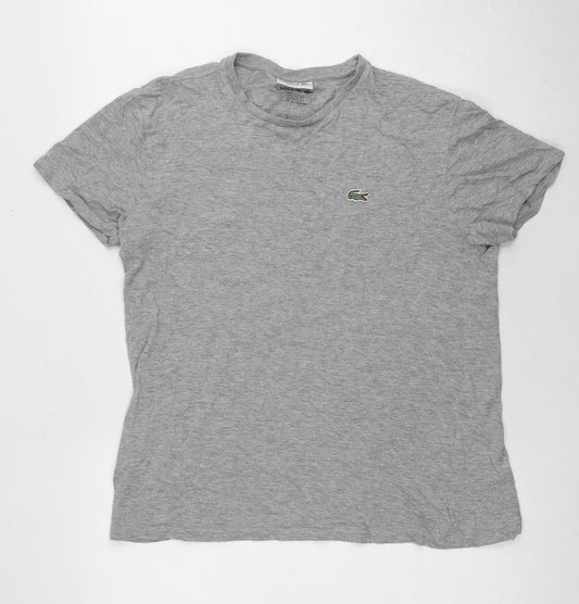 Lacoste Men's Grey Cotton T-Shirt, Regular Fit, Size M