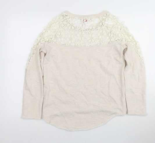 Womens UK Size 8 Palmer Heritage Beige Cotton Blend Blouse