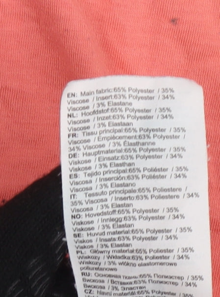 Brand and care label for Asics Women's Orange Running V-Neck T-Shirt L