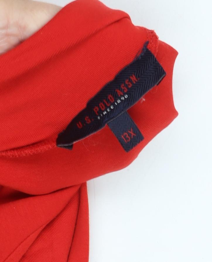 U.S. Polo Assn. Women's Red Roll Neck T-Shirt 3X