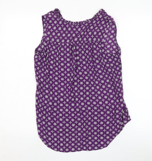 Boden Women's Purple Floral Sleeveless Blouse Size 10