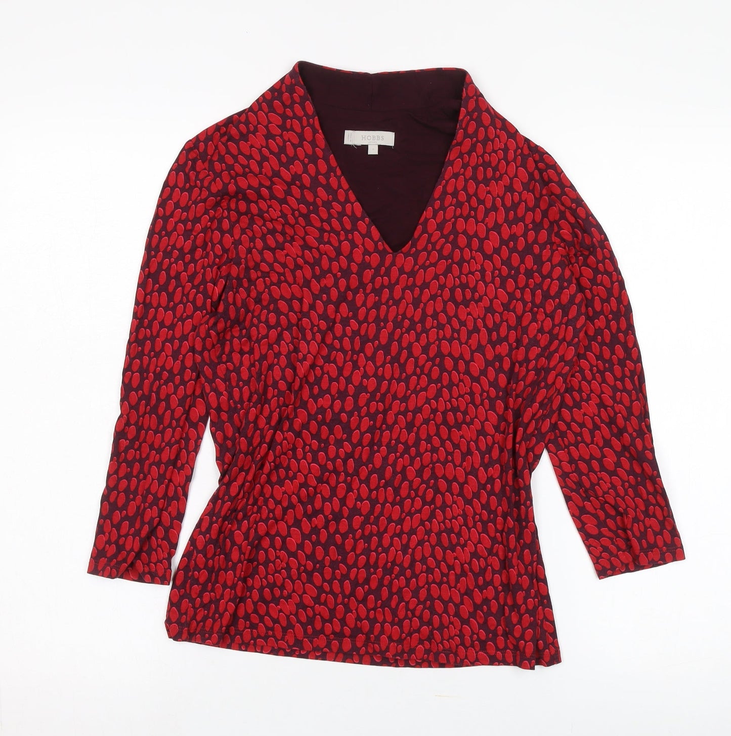 Hobbs Women's Red Tunic Blouse, Size S, V-Neck, Classic Elegance