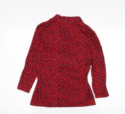 Hobbs Women's Red Tunic Blouse, Size S, V-Neck, Classic Elegance