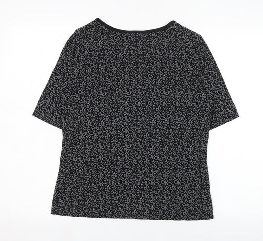 Womens UK Size M Laura Ashley Black Viscose Blend T-Shirt