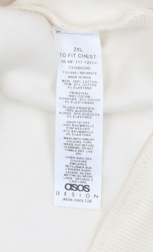 Close-up detail of ASOS Men's Ivory Full Zip Hoodie 2XL
