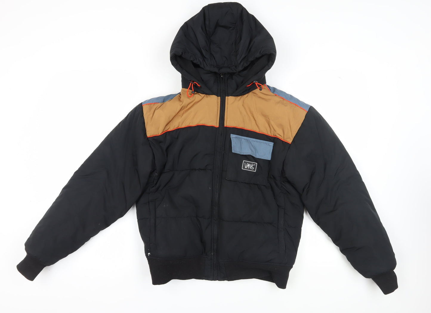 Vans Men's Black Puffer Jacket S Hooded Winter