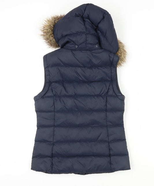 Jack Wills Women's Blue Puffer Waistcoat - Size 8