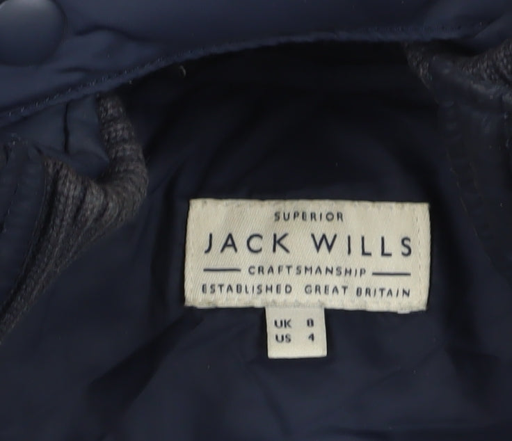 Jack Wills Women's Blue Puffer Waistcoat - Size 8