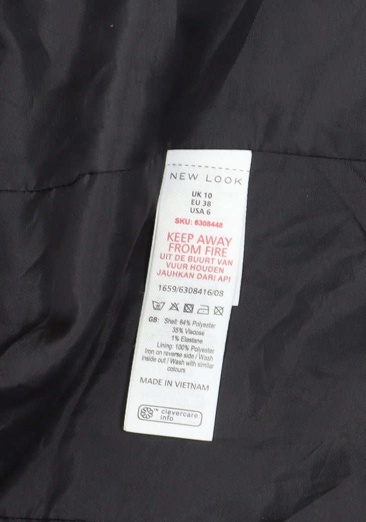 New Look Women's Grey Check Blazer, Size 10, Single-Breasted
