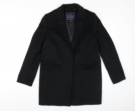Jack Wills Women's Black Wool Overcoat Size 8