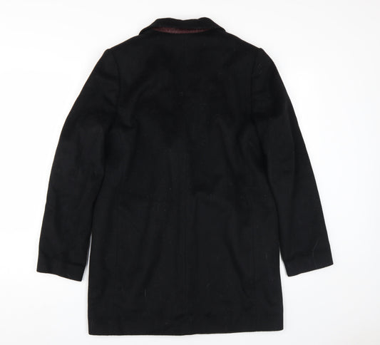 Jack Wills Women's Black Wool Overcoat Size 8