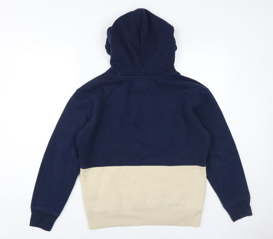 Hollister Men's Blue Beige Pullover Hoodie XS
