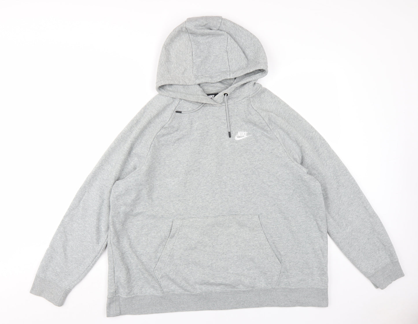 Nike Men's Grey Pullover Hoodie with Logo and Drawstring