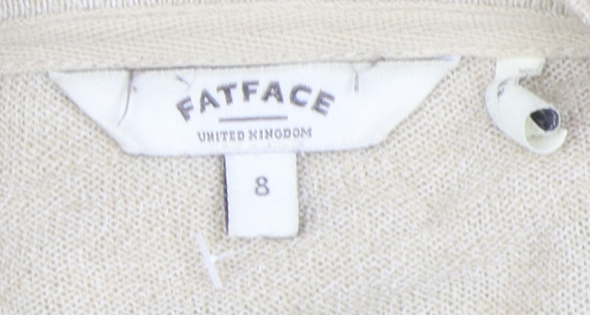 FatFace Women's Beige Striped Cardigan Size 8