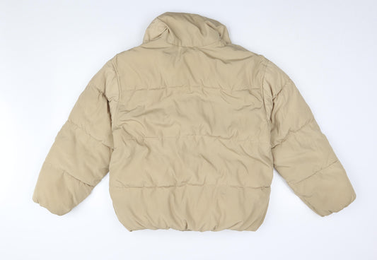 H&M Women's Beige Puffer Jacket Size 2XS, Casual, Buttoned