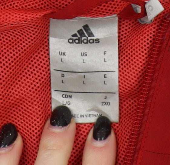 Adidas Men's Red Full Zip Hoodie Size L