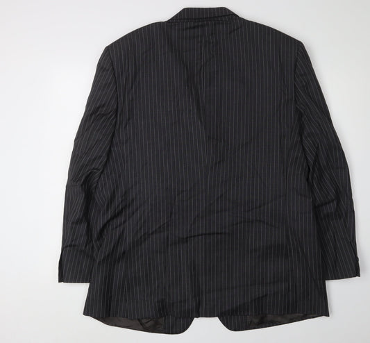 Marks and Spencer Men's Grey Striped Wool Blazer Size 46L