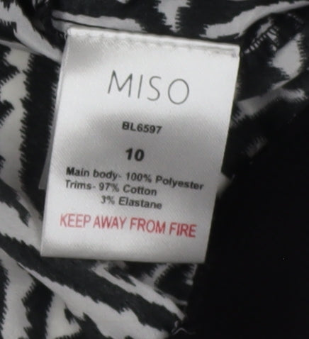 Miso Women's Black Bomber Jacket Size 10 Geometric