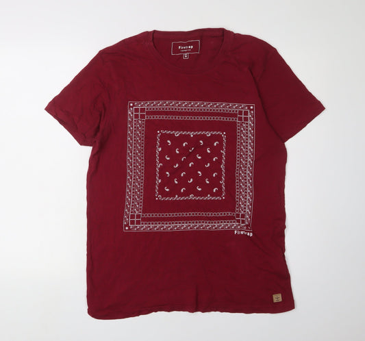 Firetrap Men's Red Cotton T-Shirt, Size M Short Sleeve