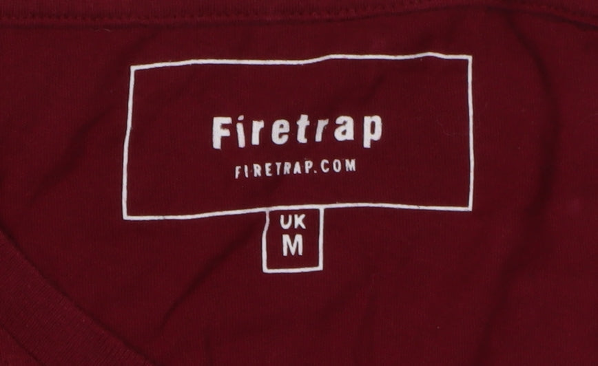 Firetrap Men's Red Cotton T-Shirt, Size M Short Sleeve