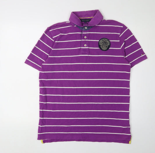 Tommy Hilfiger Men's Purple Striped Polo Shirt XL