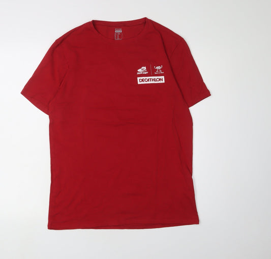 Decathlon Men's Red Gym T-Shirt, Medium, Regular Fit
