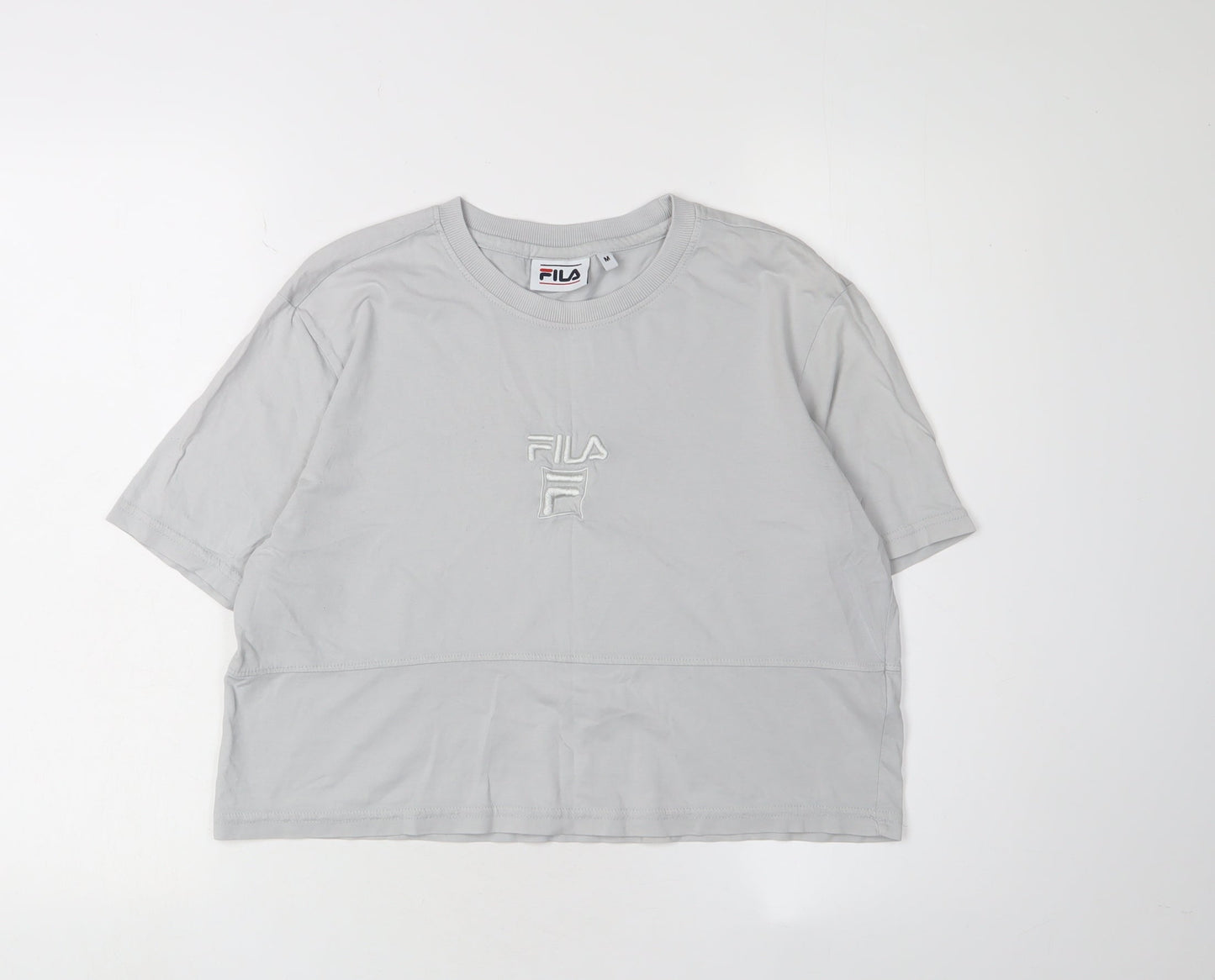Fila Unisex Grey T-Shirt M Basic Casual Embroidered