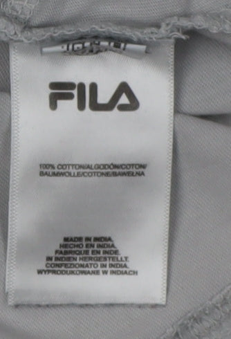 Fila Unisex Grey T-Shirt M Basic Casual Embroidered
