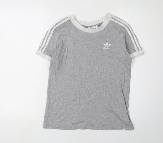 Womens UK Size 10 adidas Grey Cotton T-Shirt
