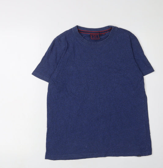 Superdry Women's Blue Cotton Crew Neck T-Shirt - Size 8