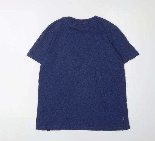 Superdry Women's Blue Cotton Crew Neck T-Shirt - Size 8