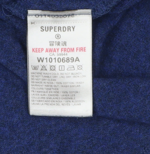 Superdry Women's Blue Cotton Crew Neck T-Shirt - Size 8