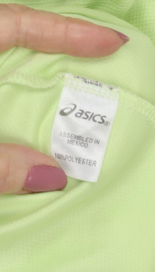 Unisex Adultss UK Size XL ASICS Green Polyester T-Shirt