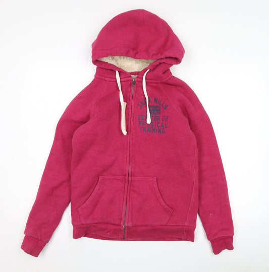 Jack Wills Women's Red Full Zip Hoodie Size 8