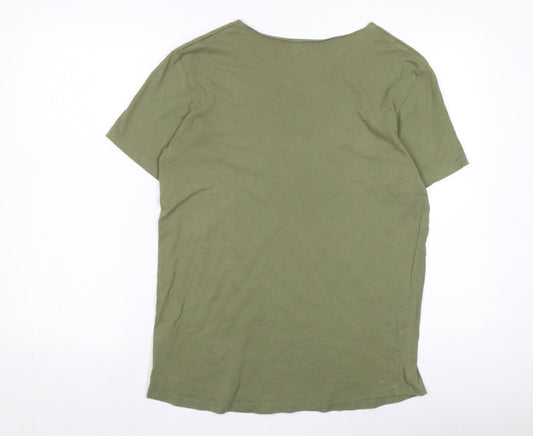 EDC Men's Green Cotton Crew Neck T-Shirt, Size M
