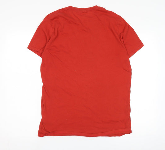 Hollister Men's Red Graphic T-Shirt, Size L