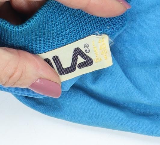 FILA Blue Men's Bomber Jacket, Retro Style, Logo Accent Size M