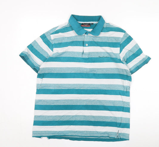 Pierre Cardin Men's Blue Striped Polo Shirt L