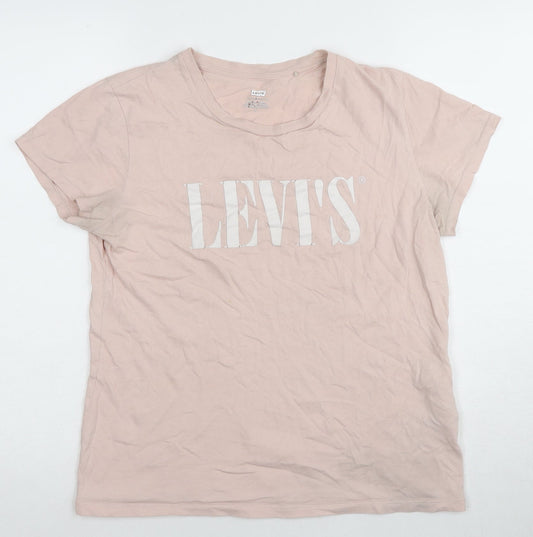 Levi's Women's Pink Cotton T-Shirt, Medium, Casual Wear
