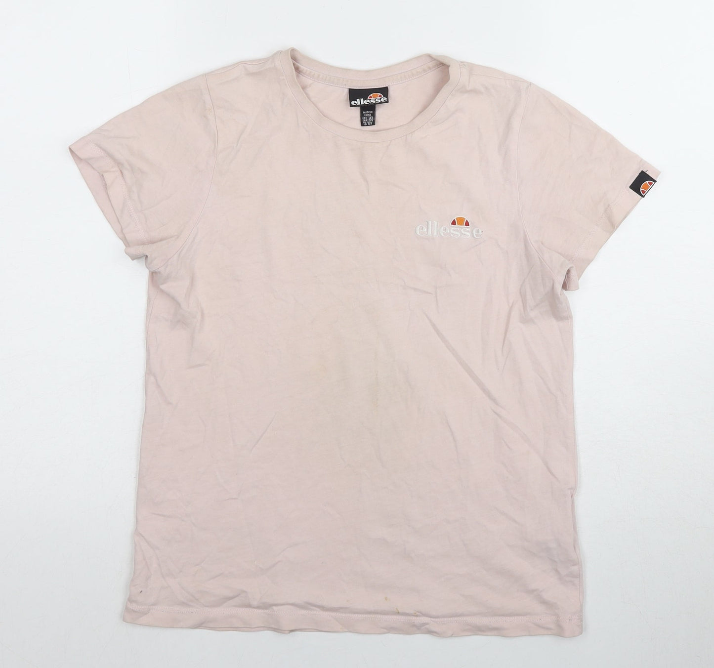 Ellesse Women's Pink T-Shirt M, Casual Short Sleeve Embroidered