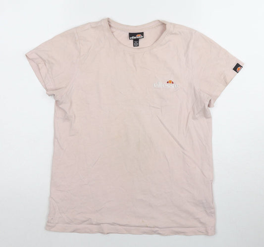 Ellesse Women's Pink T-Shirt M, Casual Short Sleeve Embroidered