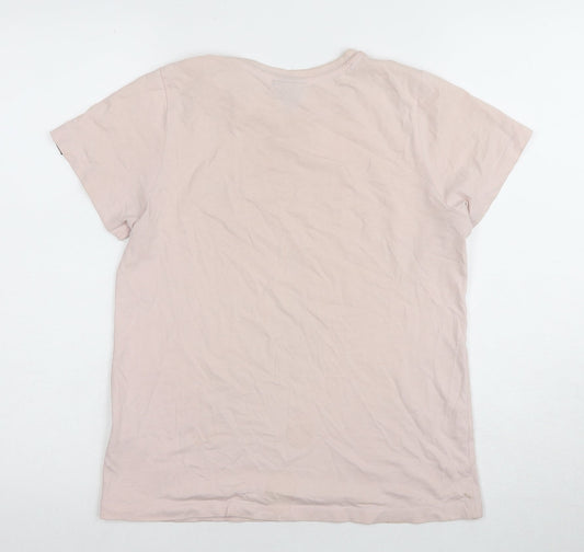 Ellesse Women's Pink T-Shirt M, Casual Short Sleeve Embroidered