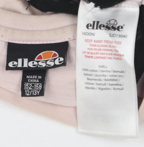 Ellesse Women's Pink T-Shirt M, Casual Short Sleeve Embroidered