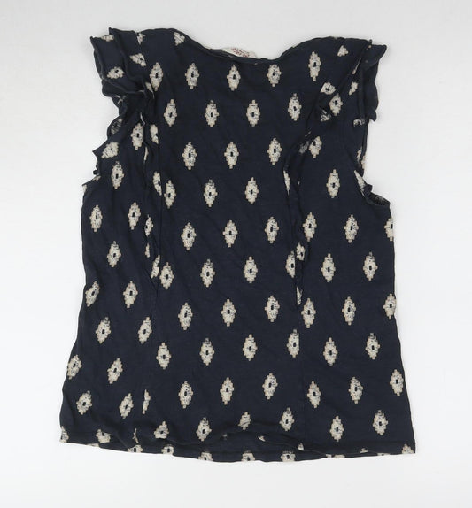 Fat Face Women's Black Geometric T-Shirt Size 12